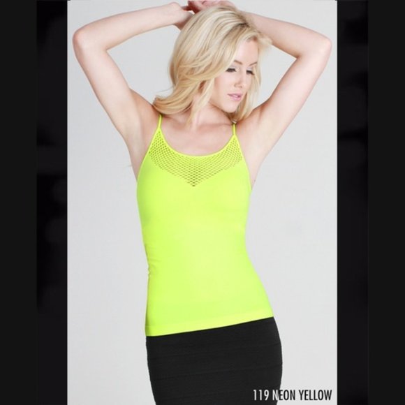 NEW Bright Yellow Netted Tank Top One Size - Picture 1 of 1